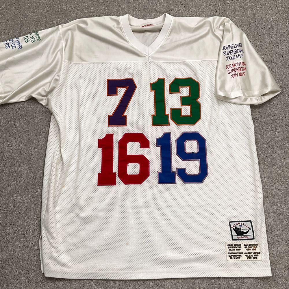 Mitchell & Ness Men 56 Jersey White NFL Century Quarterbacks 7 13 16 19 VTG